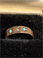 Victorian baby ring with very small turquoise