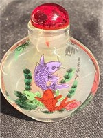Reverse painted snuff bottle from the inside,