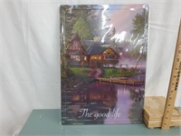 new in package good life tin sign-approx 16"x12"