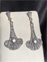 Marcasite and small white stone earrings in