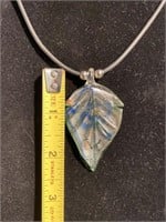 Fused glass pendant necklace.