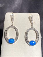 Opal and marcasite set in sterling silver pierced