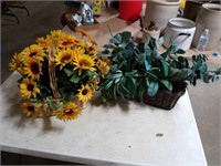 2 baskets of fake flowers