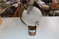Clear & Frosted Glass Earth Globe on Wood Base