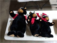 3 stuffed black bears