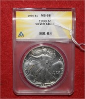 1990 Silver Eagle MS68  ANACS