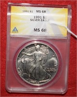 1991 Silver Eagle MS68  ANACS