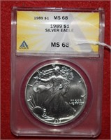 1989 Silver Eagle  MS68  ANACS