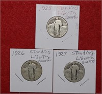 (3) Standing Liberty Quarters 1925, 1926 & 1927
