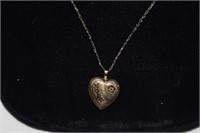 1/20 12K Gold Chain & Engraved Heart Locket  w/
