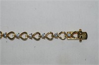 Sterling Silver Bracelet w/ Gold Overlay and White