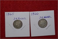 1865 & 1866 Three Cent Nickel