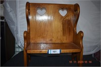 Nice Small Wooden Bench w/Heart Cutouts