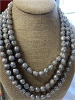 62" Large Grey Pearl Genuine Necklace