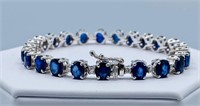 Estate $18,850 AIGL14 Kt Sapphire Diamond Bracelet