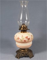 Antique Painted Glass Oil Lamp