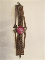 NEW HANDPAINTED BRACELET LEATHER BUTTERFLIES 7-8"