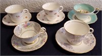 (5) Vintage Made In England Tea Cup & Saucer Sets