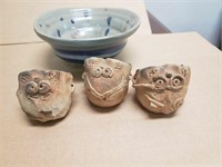 Vintage Handmade Lot Of 4 Collection Bowl Korean