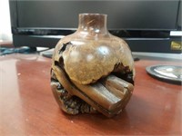 Vintage Turned Burl Wood Vase Firewood Sculpture