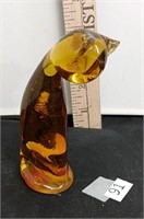 Pilgrim Blown Glass Amber Cat