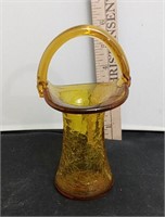 Amber Crackle Glass Basket