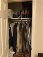 CLOSET OF MENS CLOTHES (LOT OF SHOES. BELTS . MORE