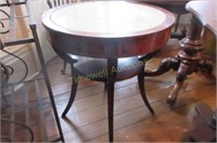 Round occasional drum table with marble inlay