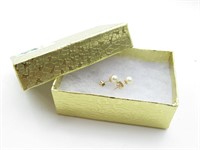 14K Yellow Gold & Genuine Pearl Earrings