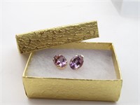 14K Yellow Gold & 6 Carat Amethyst Earrings