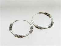 925 Sterling Silver Bali Hoop Earrings