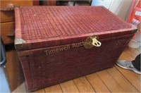 Rattan trunk with brass corners and latch