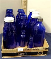 Lot of 13 Cobalt Blue Bottles