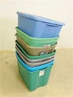 (8) Assorted Storage Totes w/ (1) Cracked Lid