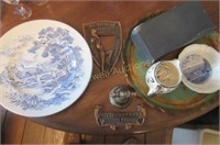Plates, wooden chess pieces, tray and more