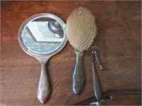 Sterling silver dresser set, nail file and stamp