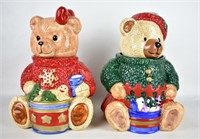 TWO HOLIDAY BEAR COOKIE JARS