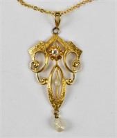 CIRCA 1890s GOLD LAVALIER NECKLACE