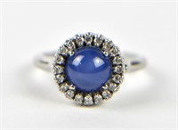 VINTAGE BLUE STAR SAPPHIRE & DIAMOND RING