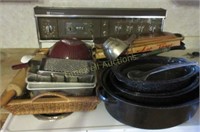 Grouping of kitchenwares on the stove top