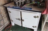 Enamel top cabinet and contents