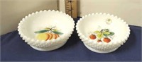 Lot of 2 Milk Glass Berry Bowls