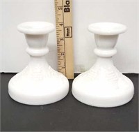 Pair of Milk Glass Candle holders