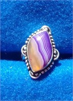 Botswana Agate Ring Size  7  Stamped .925