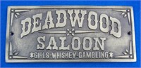 Brass Deadwood Saloon Sign 3 1/2 X 7 1/2"