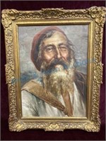 Antique original oil on canvas portrait with