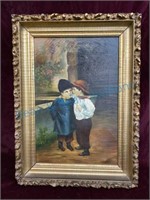 Antique oil on canvas signed F M Sullivan call