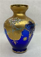 Murano glass vase with gold gilding and enamel