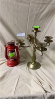 2pc Red Lantern, and Candelabra
