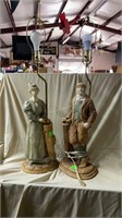 Pair Man and Lady Golfing Lamps